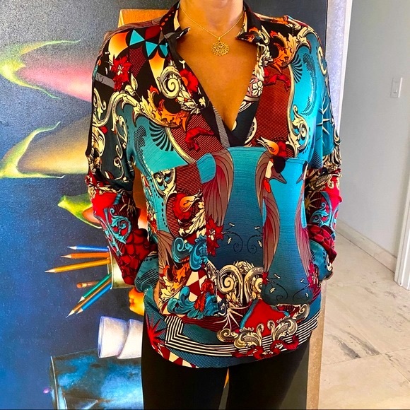 🇧🇷ADRIANA BARRA DESIGNER  100% VISCOSE BLOUSE - Picture 4 of 16
